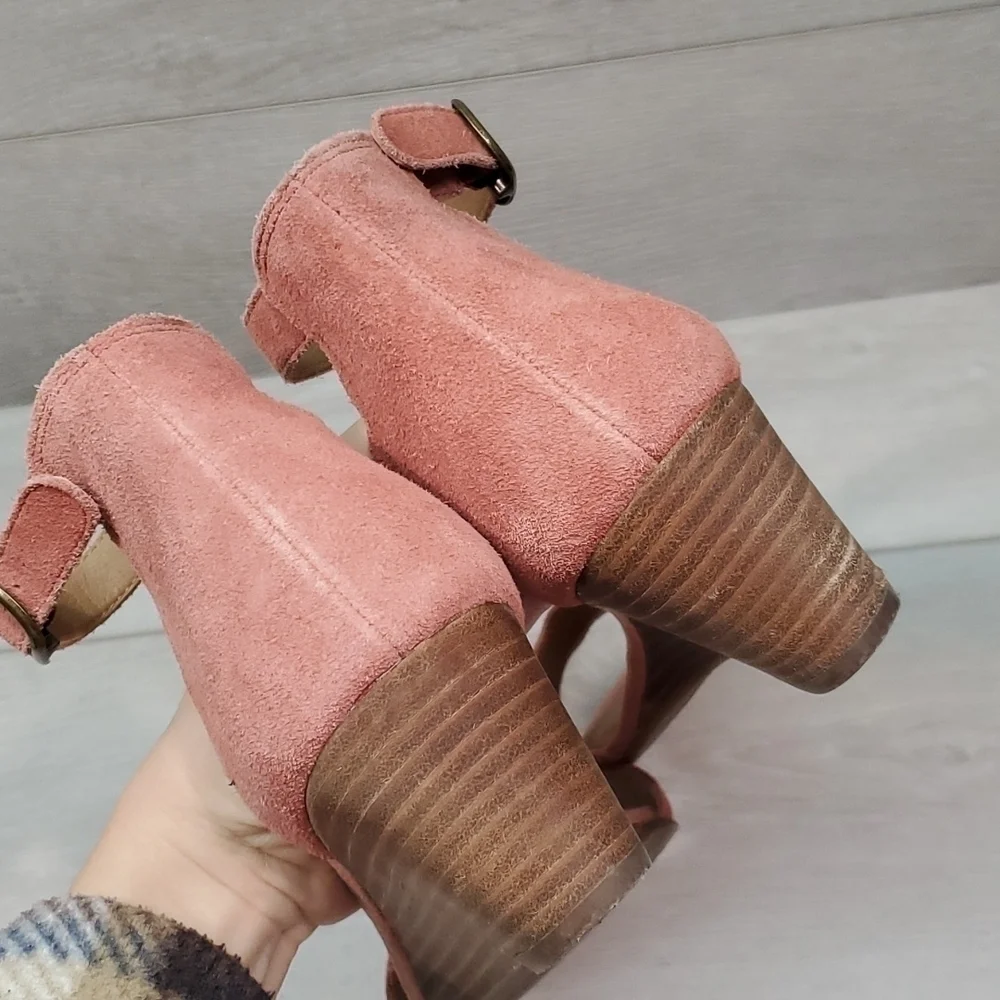 Lucky Brand Womens Jebelle Ankle Suede Strap Wedge Sandals shoes sz 9.5M